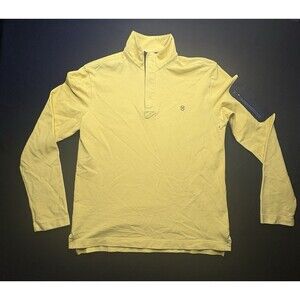 Victorinox Sweater Men Med Yellow Solid Tailored Fit 1/4 Zip Pullover Collar